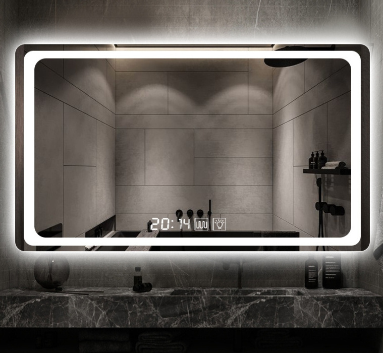 custom luxury modern rectangle smart 60*80cm defogging touch sensor vanity led mirror for bathroom miroir espejo spiegel