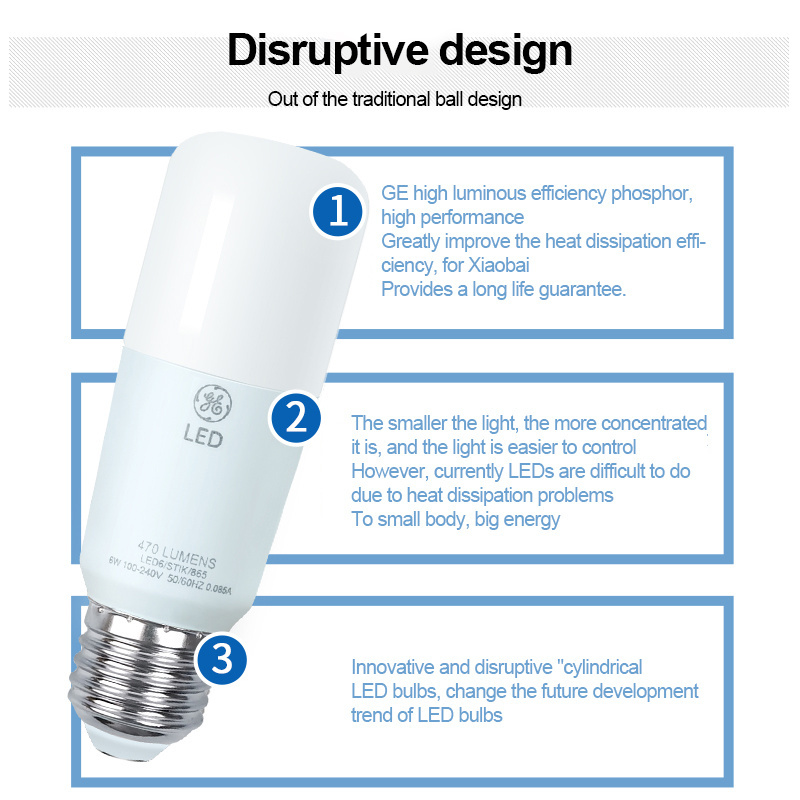 GE-LED  bulb E27 100-240V  screw cylindrical lamp column bulb energy saving super bright  5W 9W 11W 14W