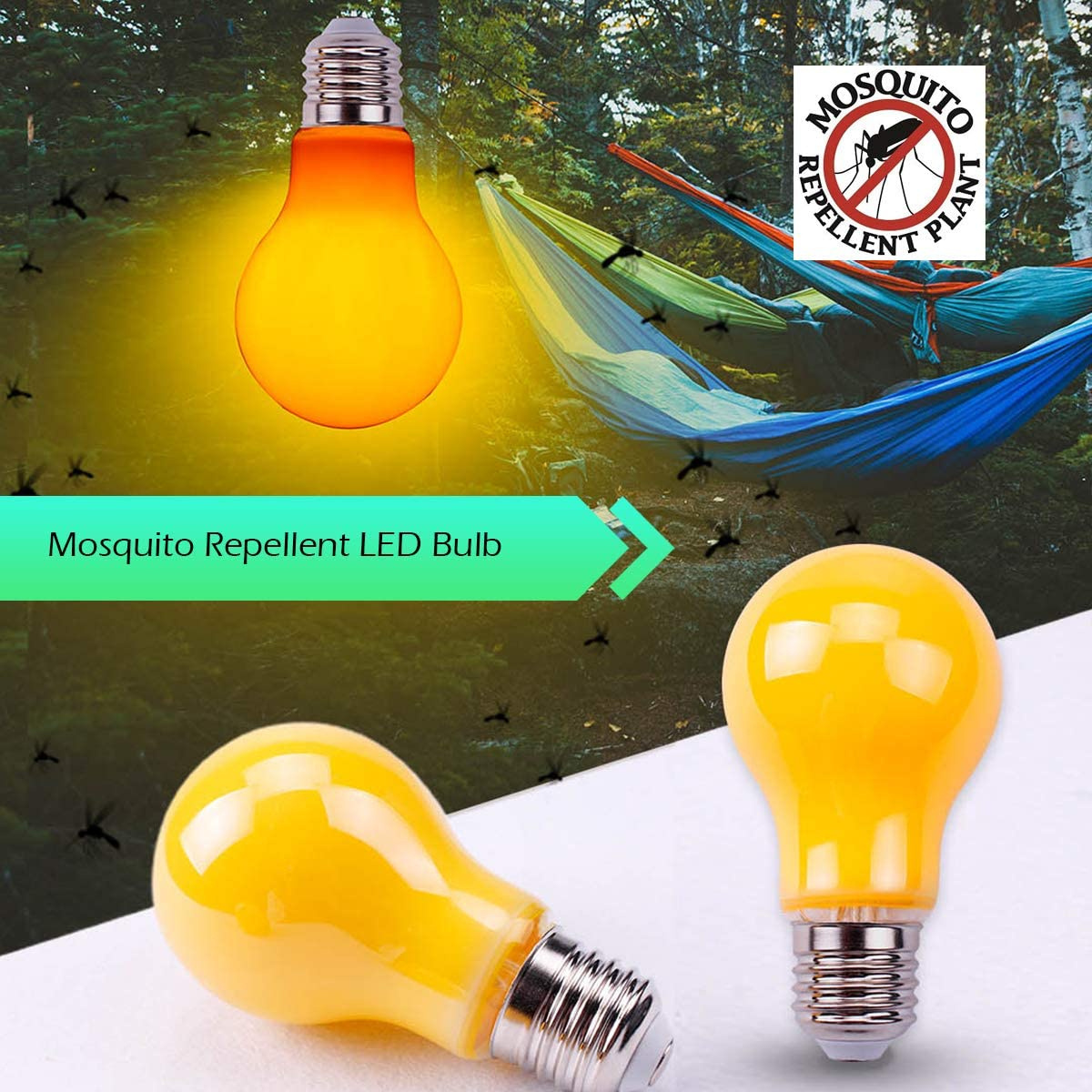 LED Mosquito Repellent Bulb 5W Quality E27 Anti Mosquito Free Yellow Light A19 Lamp 368nm Indoor Night Fly Mosquito