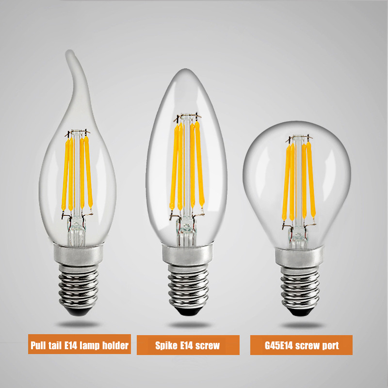 Retro Edison E14 IP43 Small Screw Filament Clear Tungsten Wire Chandelier LED Bulbs 2W 4W 6W