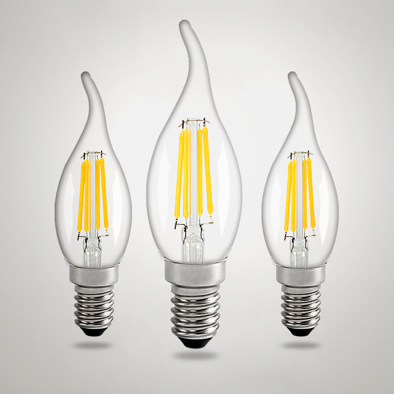 Retro Edison E14 IP43 Small Screw Filament Clear Tungsten Wire Chandelier LED Bulbs 2W 4W 6W