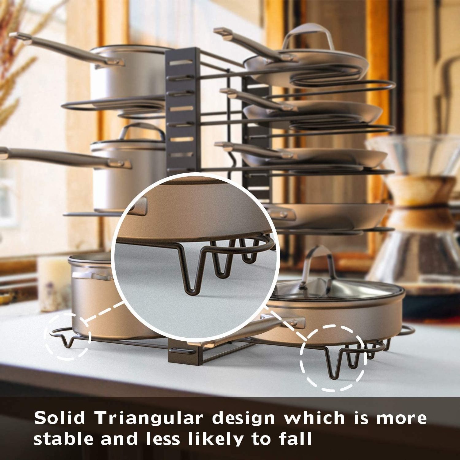 Kitchen Tool 1 Or 2 Sides Storage Shelf Height Adjustable Pot Lid Holder Multi-layer Pan Organizer