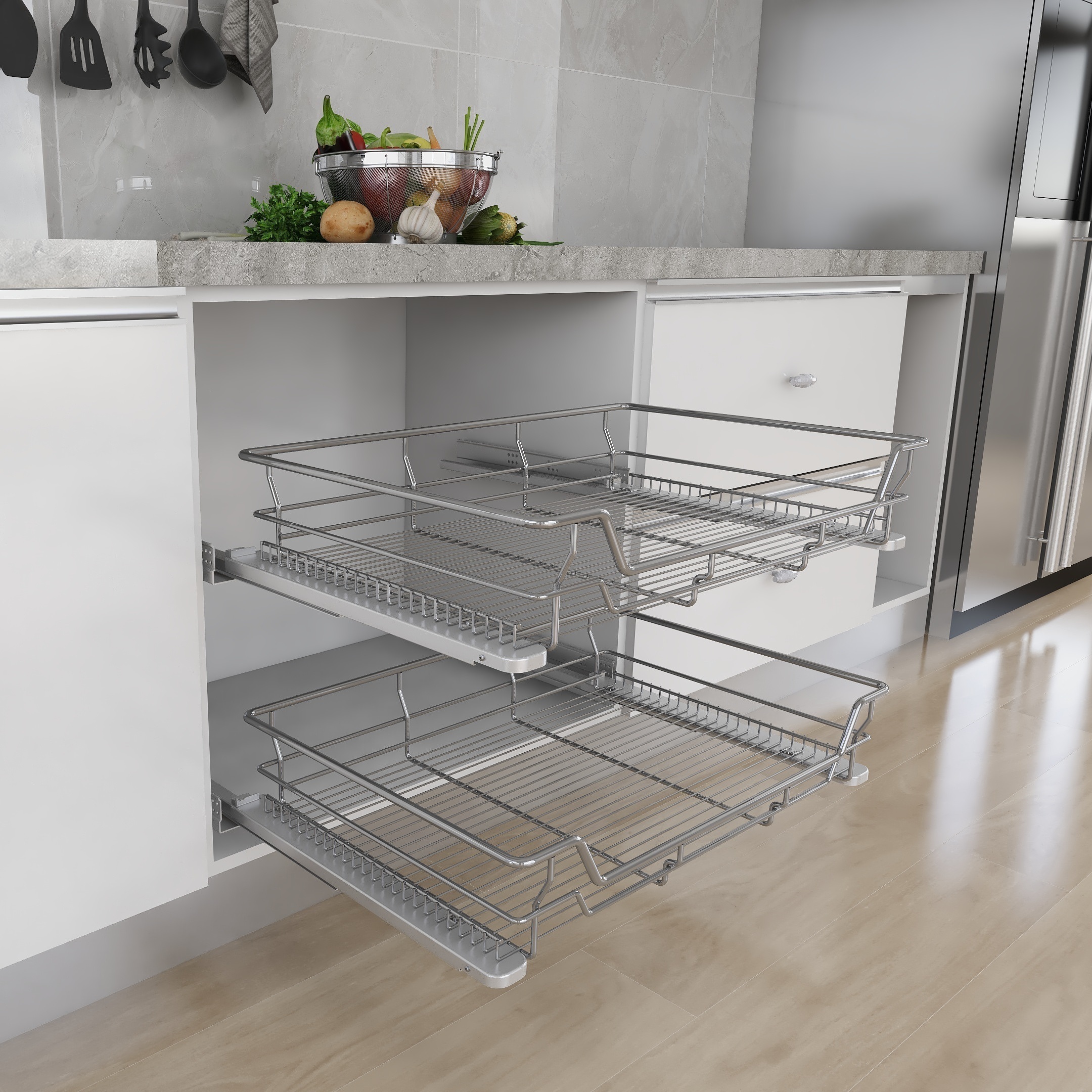 STORKING pull out basket wire storage drawer for kitchen cabinet