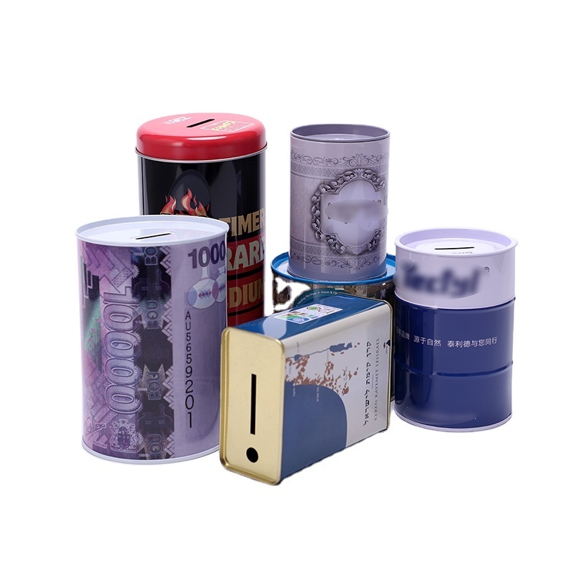 Newly design OEM customized money tin can useful metal piggy coin banks