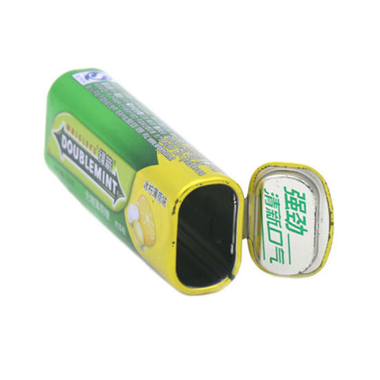 Source factory supply hinged cigarette tin chewing gum candy mint tin box with flip top