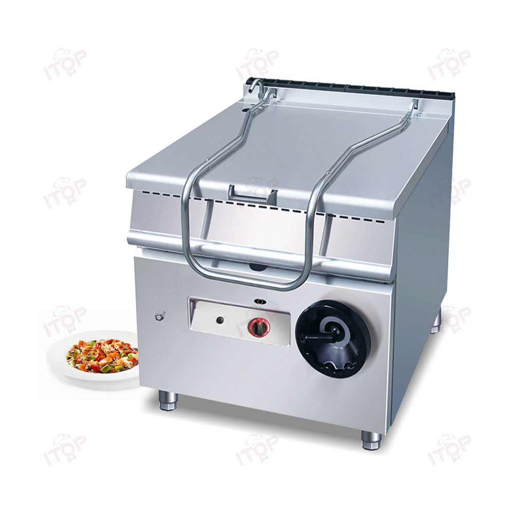 Restaurant Commercial Kitchen Mechanical Equipment 80L Tiltable Frying Pan