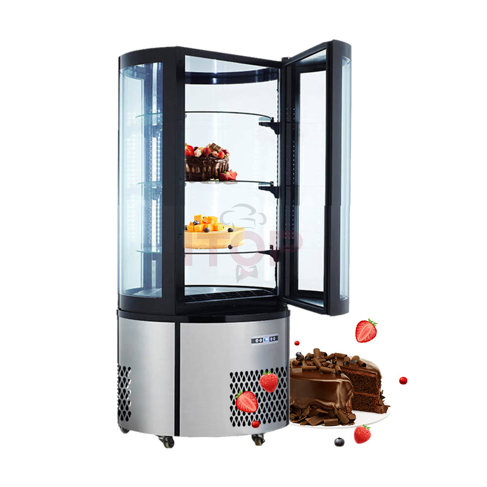 Air Cooling Bakery Refrigerator Upright Round Cake Display Chiller  Commercial Rotating Cake Display Refrigerator