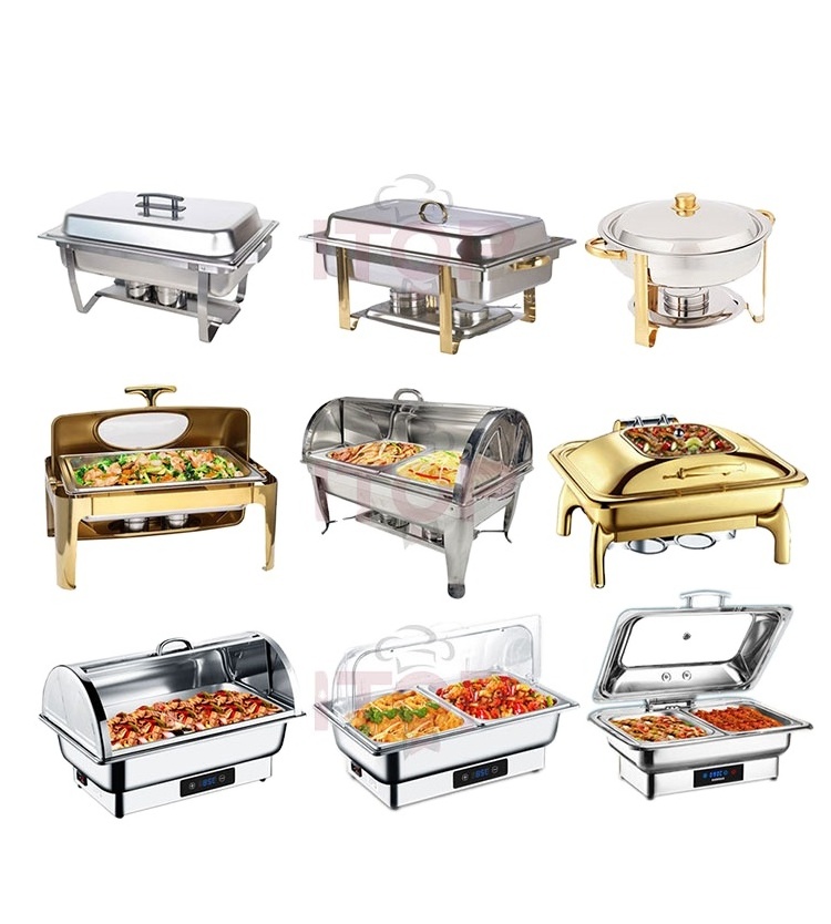 Indian chaffing dish rectangle electric buffet food warmer stainless steel chafing dishes for sale