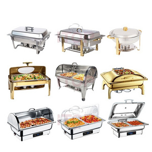 Indian chaffing dish rectangle electric buffet food warmer stainless steel chafing dishes for sale