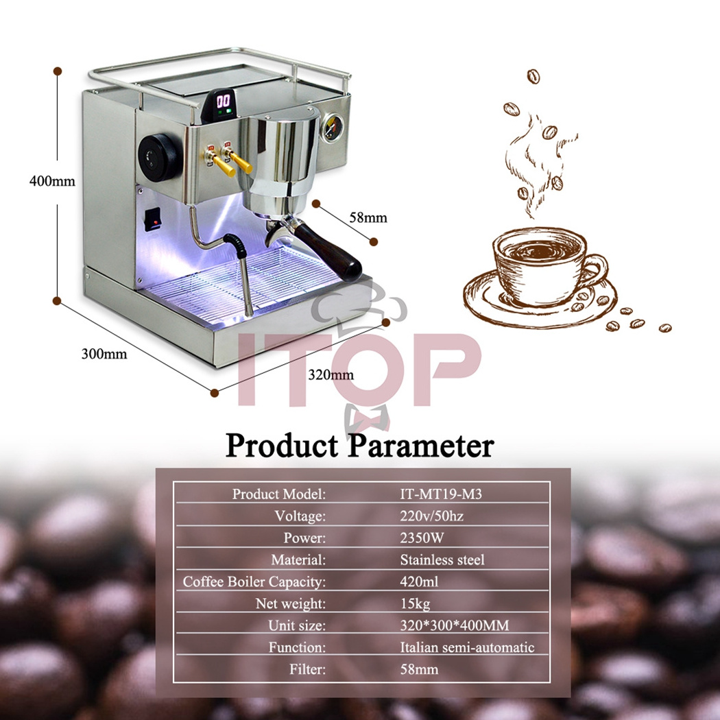 ITOP Commercial Espresso Making Machine Household Brewing System Coffee Machine with Milk Frother