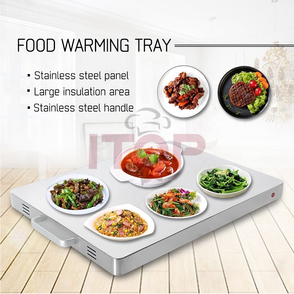 ITOP Electric 400W Food Heating Plate Warming Tray Stainless Steel Surface Commercial Buffet Food Warm Plate Machine 220V CE