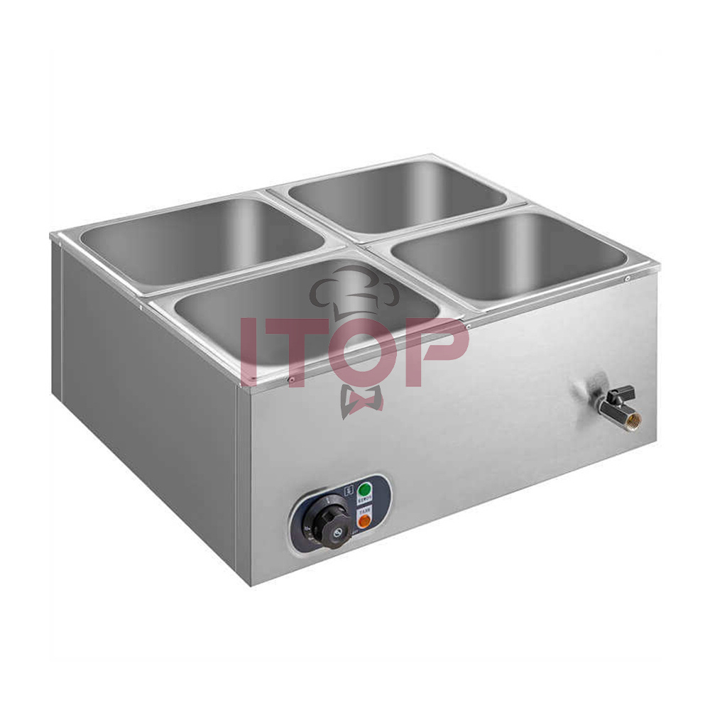 Freestanding Restaurant Buffet Electric Thermal Stainless Steel Glass Panel Bain Marie Food Warmer Counter With Cabinet