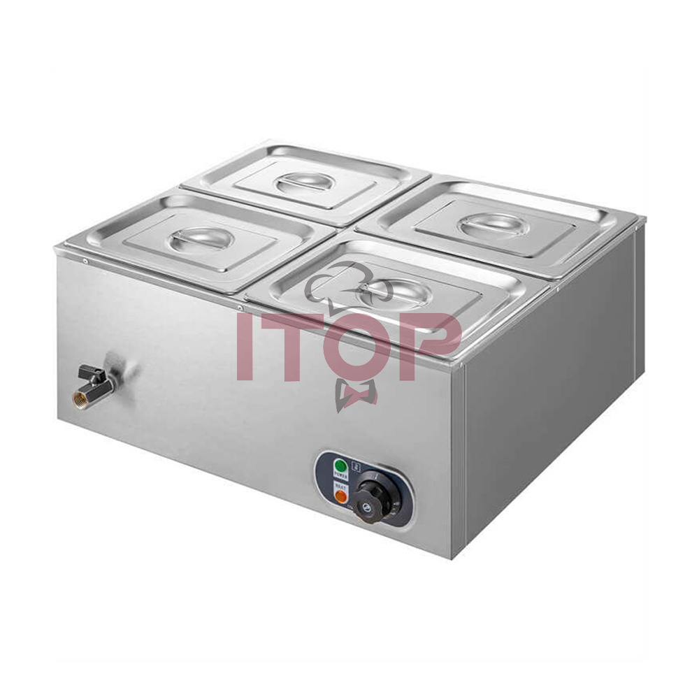 Freestanding Restaurant Buffet Electric Thermal Stainless Steel Glass Panel Bain Marie Food Warmer Counter With Cabinet