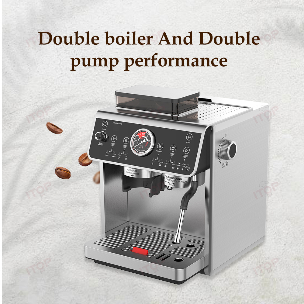 Wholesale Stainless Steel Automatic Screen 4 In 1 Cappuccino Espresso Coffee Maker With Bean Grinder