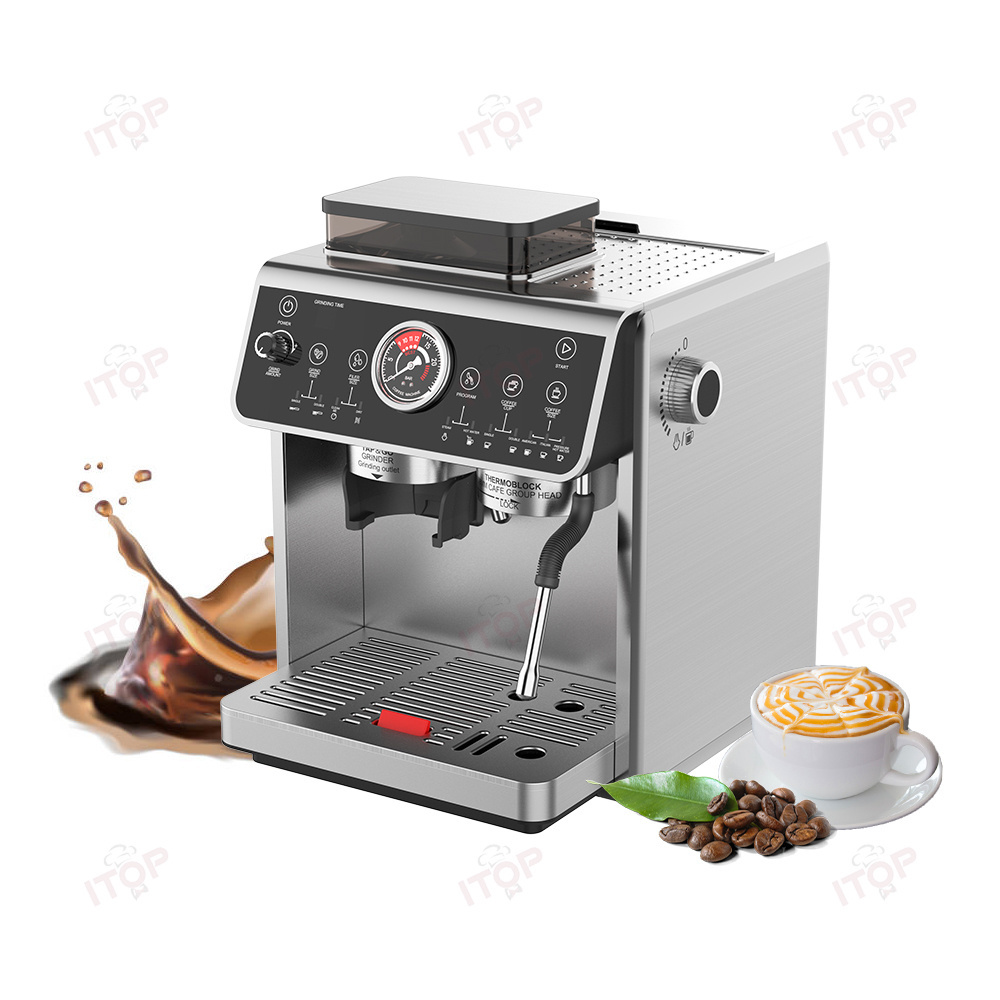 Wholesale Stainless Steel Automatic Screen 4 In 1 Cappuccino Espresso Coffee Maker With Bean Grinder