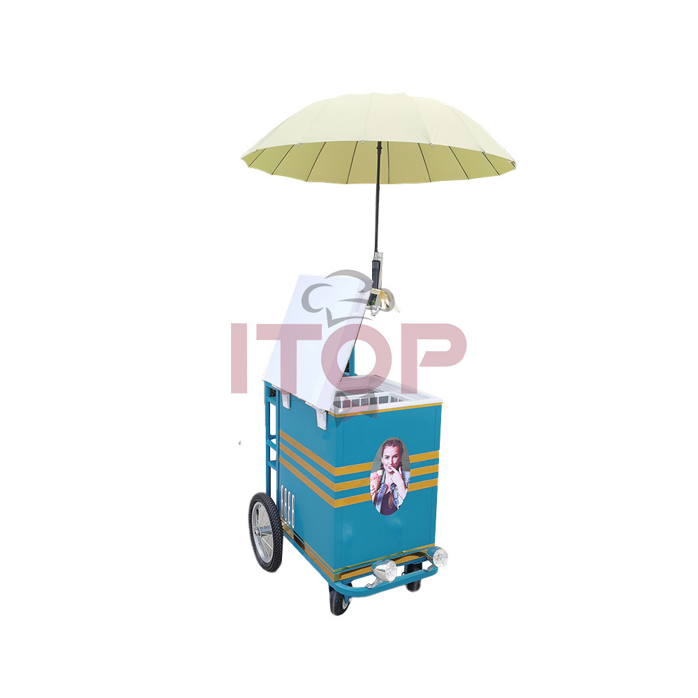 ITOP 150W Ice Cream Truck  Fast Food Trailer Truck 80L Tricycle Mobile Food Cart 220V Multi-function Camion De Helados