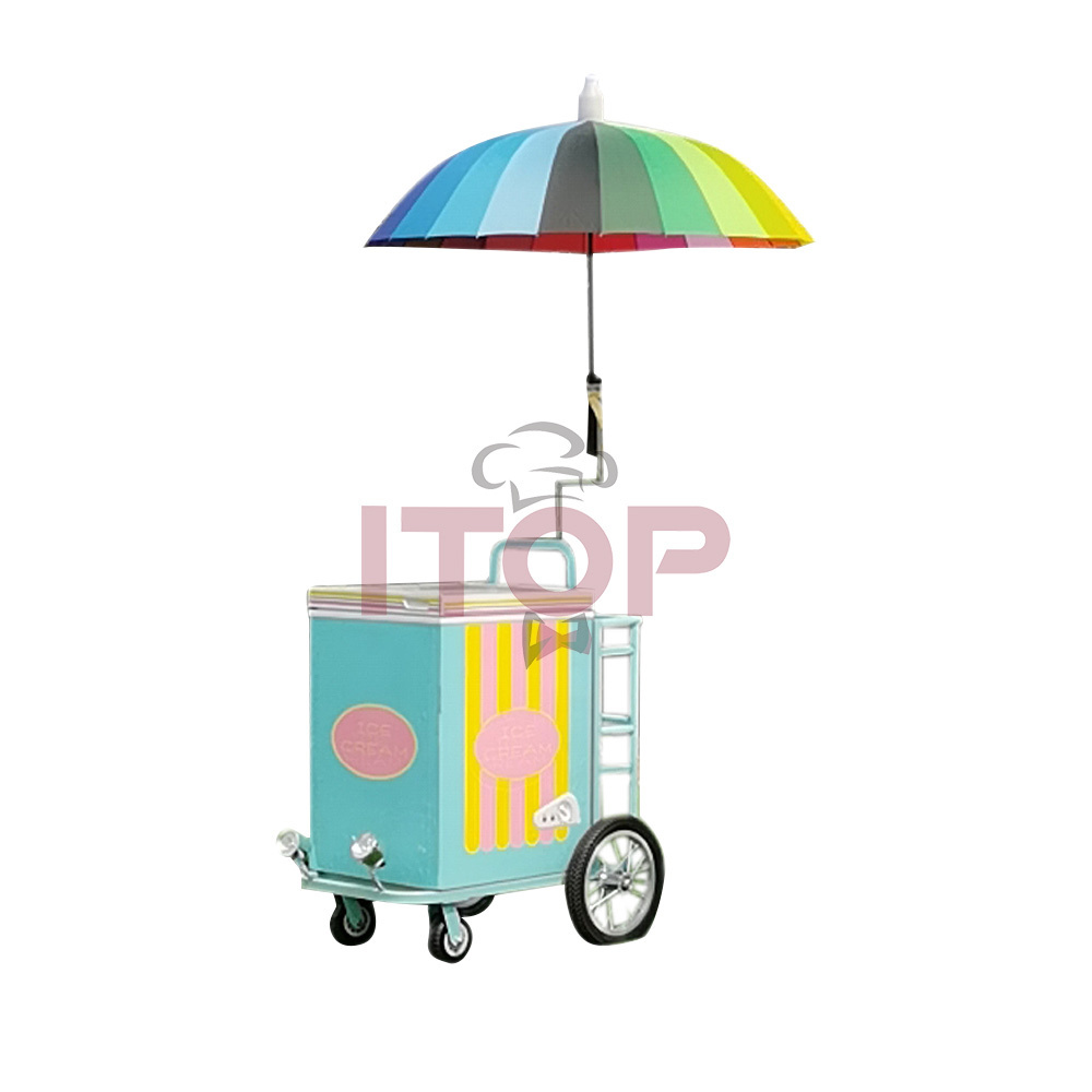 ITOP 150W Ice Cream Truck  Fast Food Trailer Truck 80L Tricycle Mobile Food Cart 220V Multi-function Camion De Helados