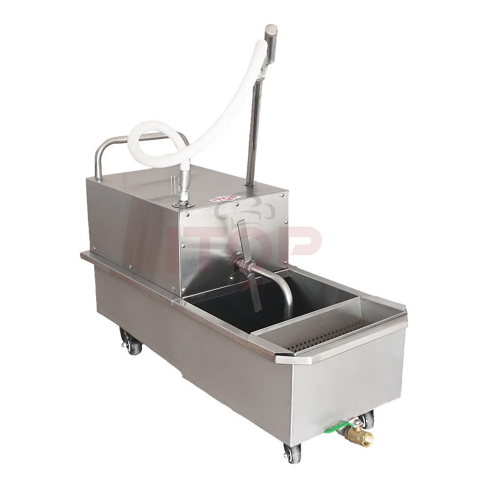 Kitchen Mobile Oil Filter Cart Small Scale Edible Oil Filtering Machine ITOP IT-OF48L Commercial 48L Oil Filter Truck