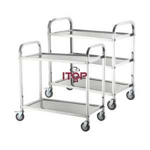 Food Catering Service Transport Trolley Work Table with Wheel Stainless Steel Restaurant Kitchen Cart