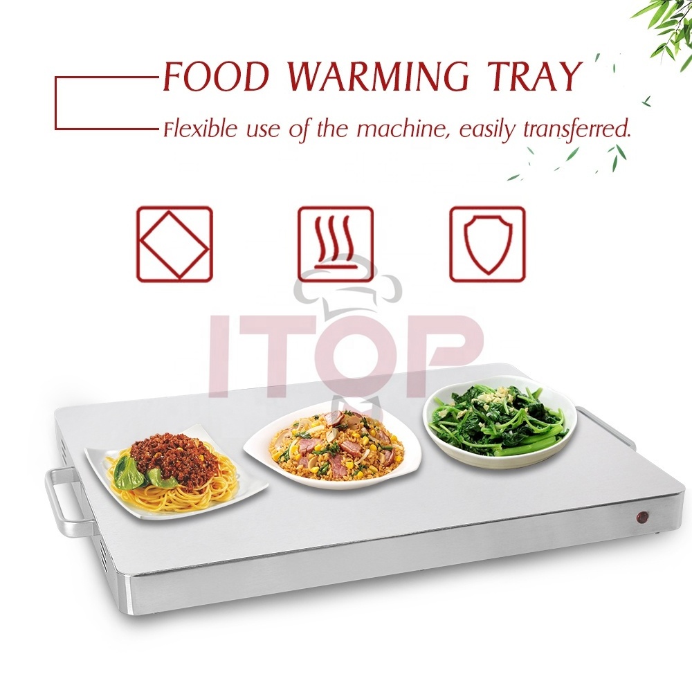 ITOP Electric 400W Food Heating Plate Warming Tray Stainless Steel Surface Commercial Buffet Food Warm Plate Machine 220V CE