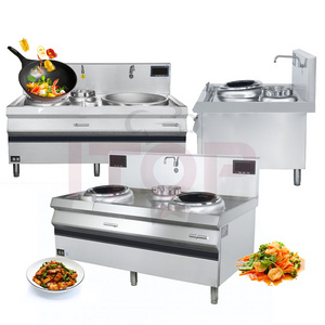 Double Head Single Tail Electromagnetic Frying Stove 15kw*2 Electric Concave Surface Canteen Big Pot Fierce Stove