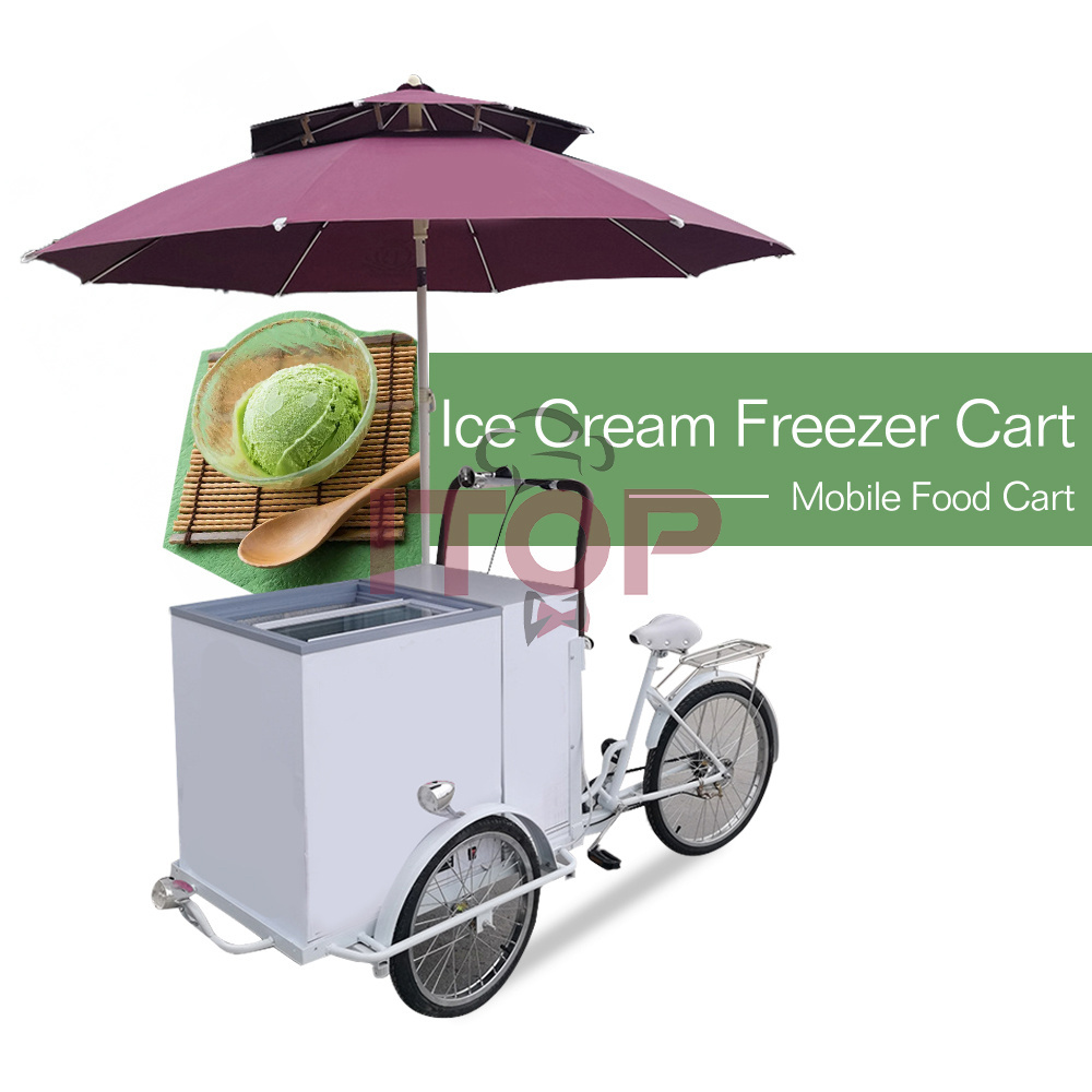 OEM Coffee Trolley Bike with Refrigerator 3 Wheel Fast Food Car Trailer Mobile Food Truck For Sale