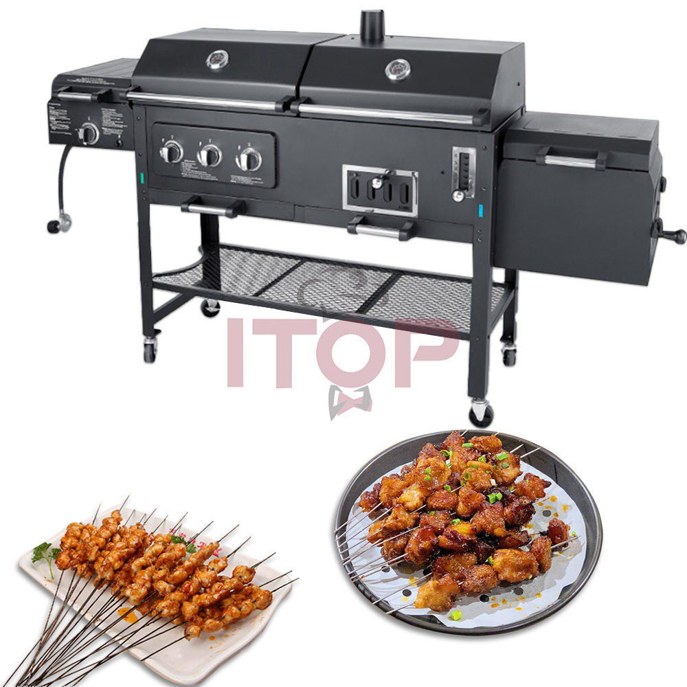 Charcoal Wood Burning Stove Fire Commercial Large Cooking Area Smokeless Offset Cast Iron Bbq Grill