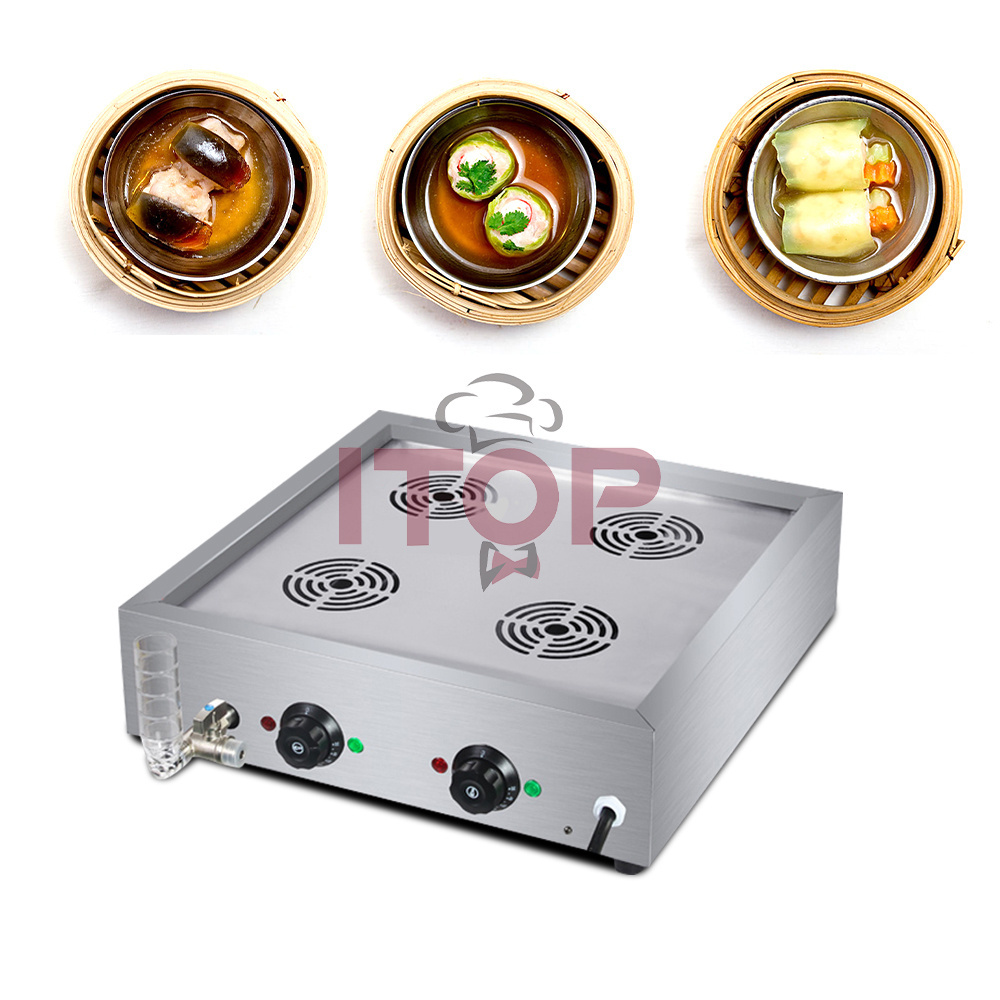 Double Temperature Control Switch Four Grid Electric Fish Seafood  Steamer Professional Steamer