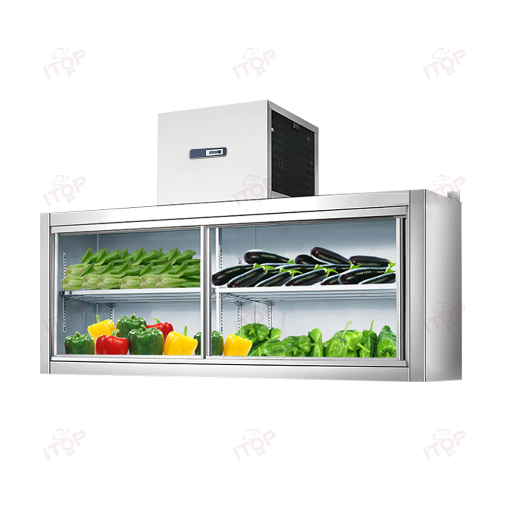 Commercial Kitchen 138L Refrigerator Hanging Refrigerator Glass Door Chiller