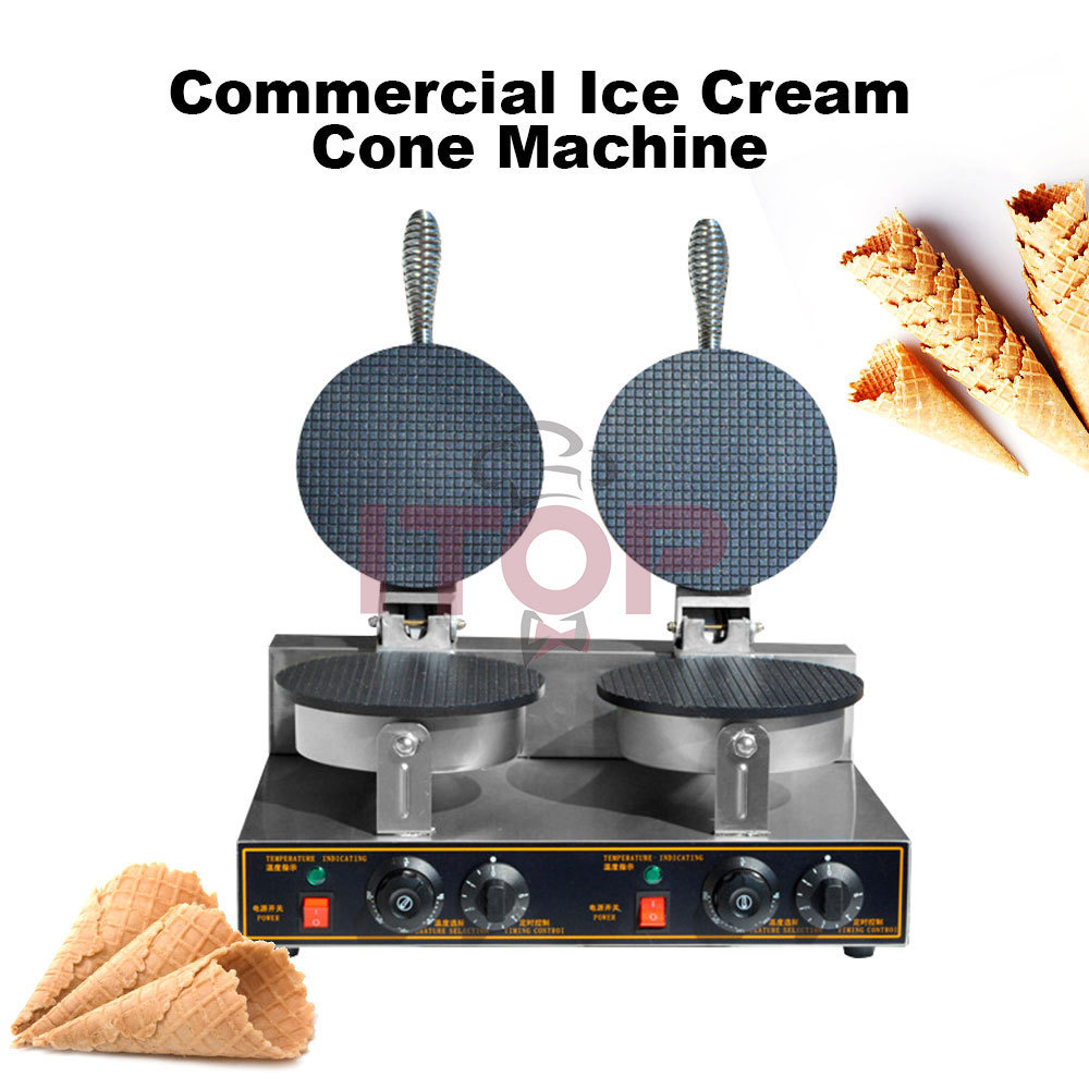 Ice Cream Crust Electric Baking Pan Pancake  Spring Roll Machine Wholesale 1/2-Plate Commercial Ice Cream Waffle Cone Maker