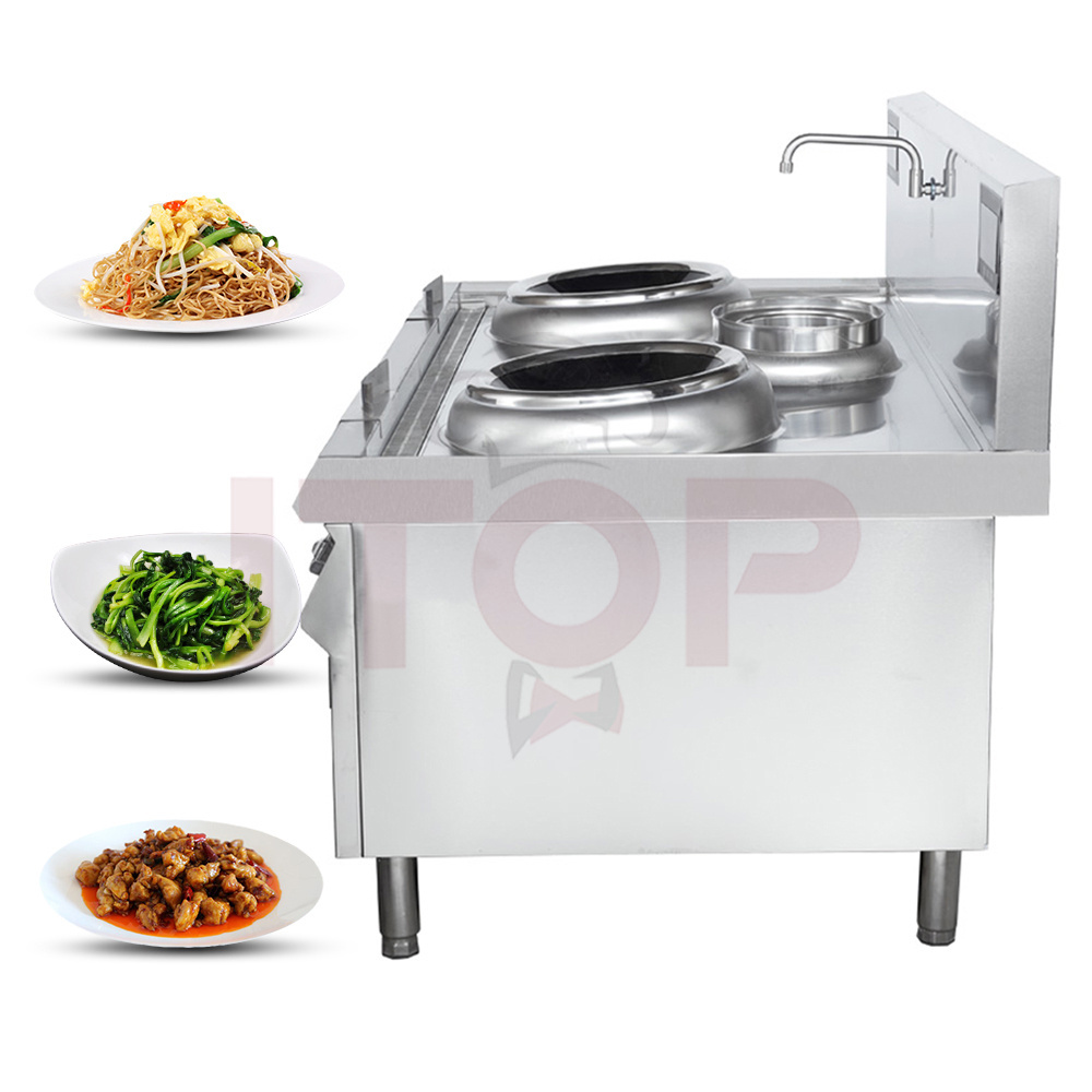 Double Head Single Tail Electromagnetic Frying Stove 15kw*2 Electric Concave Surface Canteen Big Pot Fierce Stove