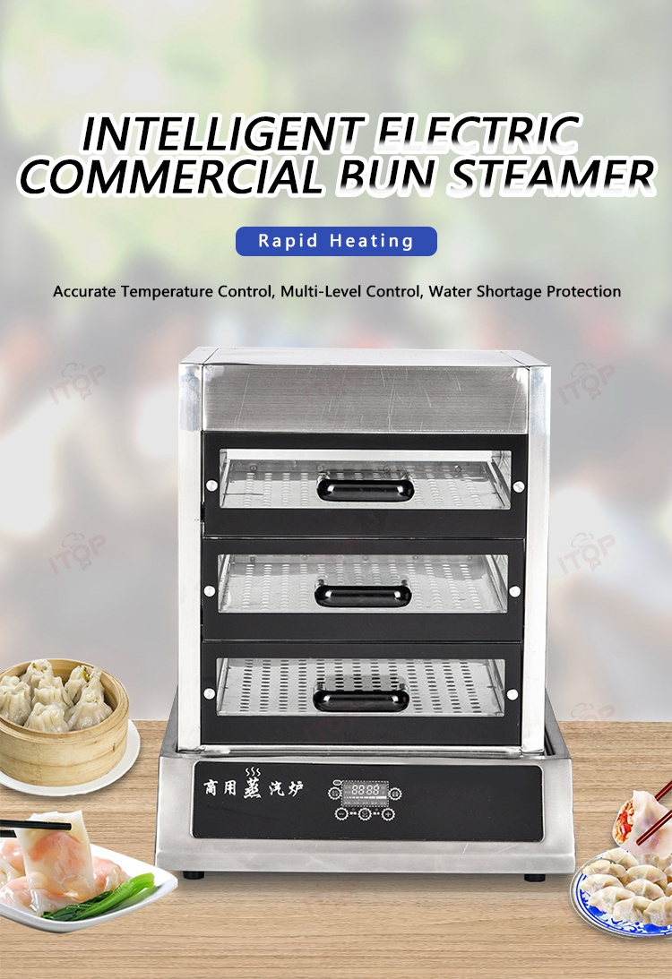 Fast Food Commercial Electric Bun Steamer/glass Display Food Steamer