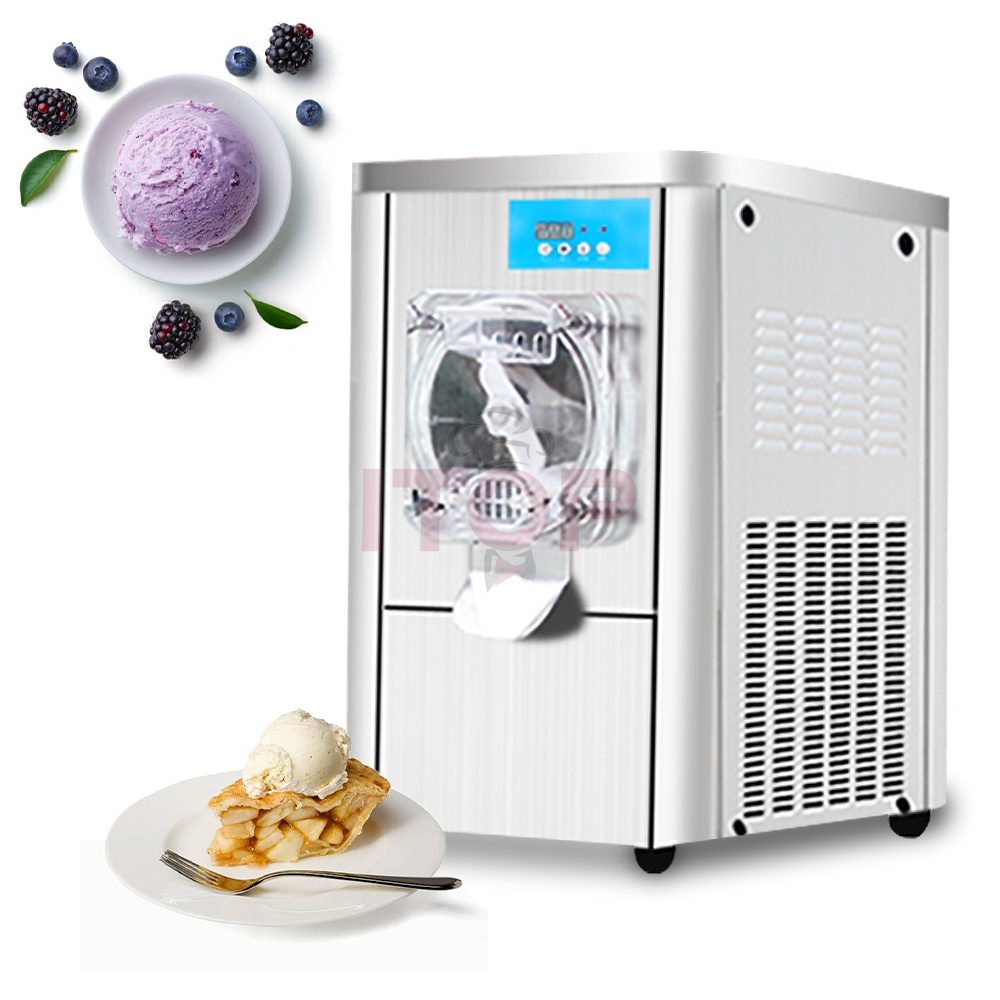 ITOP 1300W Italian Hard Ice Cream Machine Desktop Gelato Hard Ice Cream Maker Vertical Table Top Batch Freezer