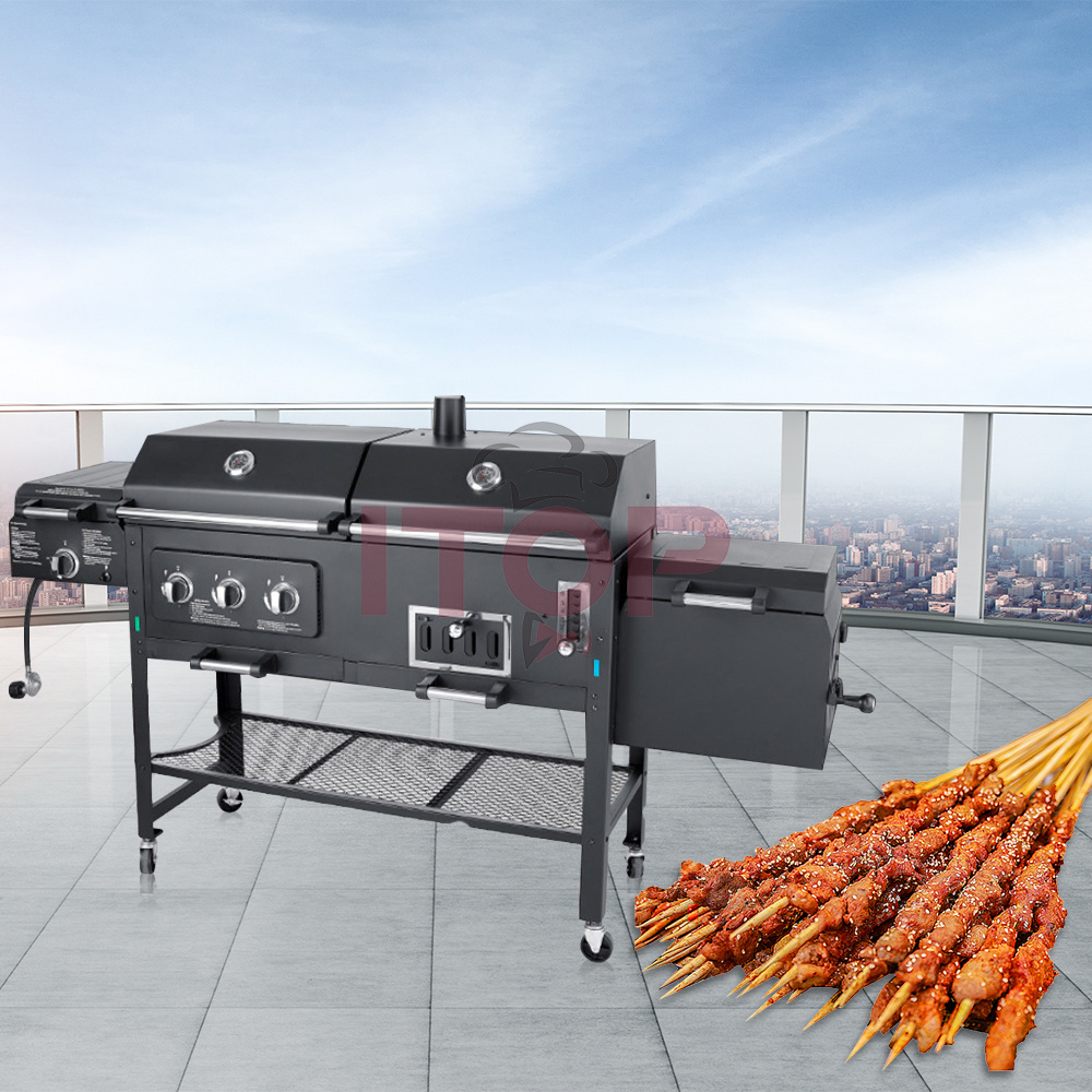 Charcoal Wood Burning Stove Fire Commercial Large Cooking Area Smokeless Offset Cast Iron Bbq Grill