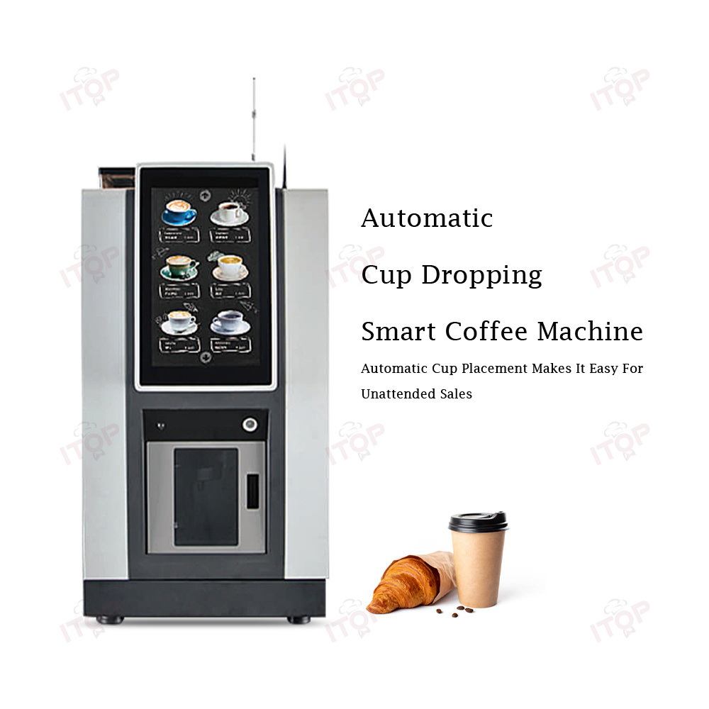 Commercial Automatic Espresso Fresh Ground Coffee Maker Vending Machine Commercial With Cup Dispenser