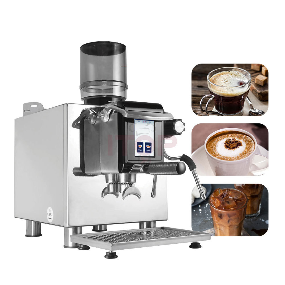 Professional Semi-automatic 100 cups Coffee Machine Touch Screen 1250W Espresso Coffee Maker With Grinder