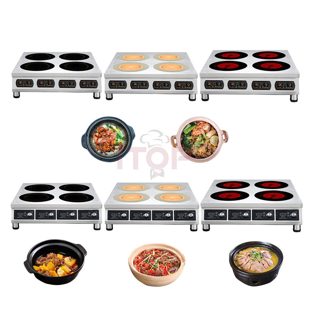 High Power 2500W Casserole Stove Black Crystal Electric Ceramic Stove 4 Head HobsInduction Stove Hob Ceramic Cooktops