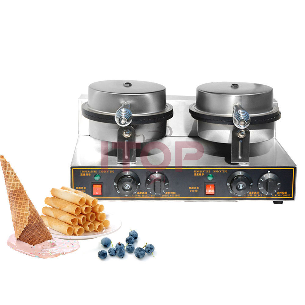 Ice Cream Crust Electric Baking Pan Pancake  Spring Roll Machine Wholesale 1/2-Plate Commercial Ice Cream Waffle Cone Maker