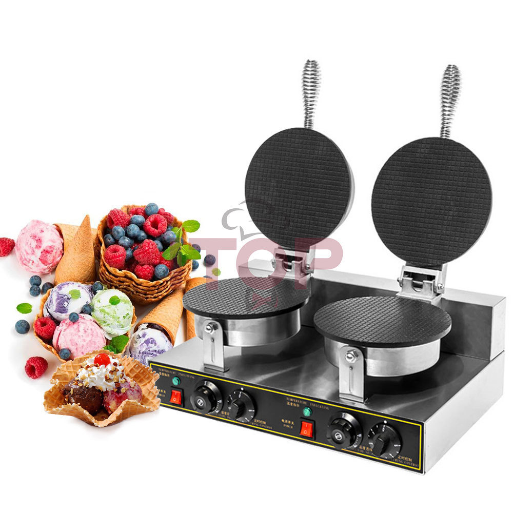 Ice Cream Crust Electric Baking Pan Pancake  Spring Roll Machine Wholesale 1/2-Plate Commercial Ice Cream Waffle Cone Maker