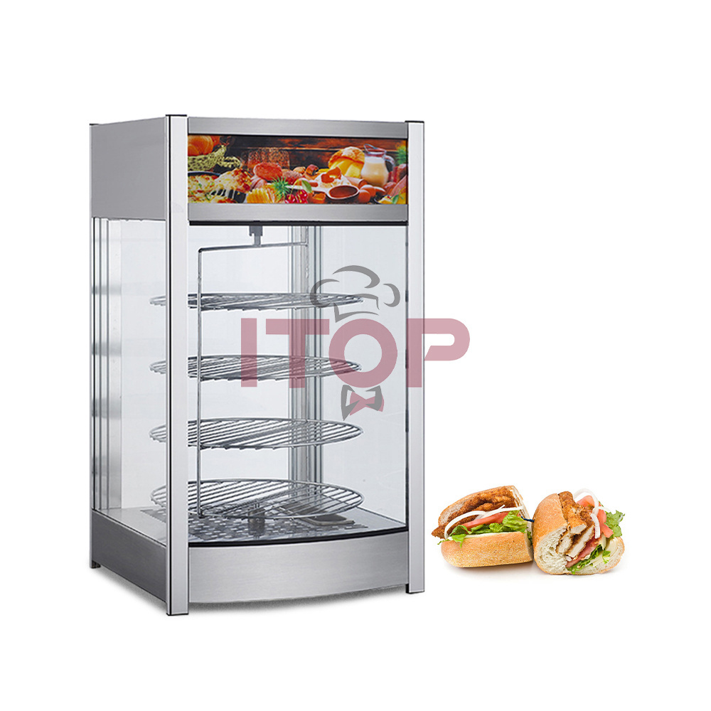 Glass Door 4 Layers Buffet Server Fried Chicken Thermal Food Display Warmer