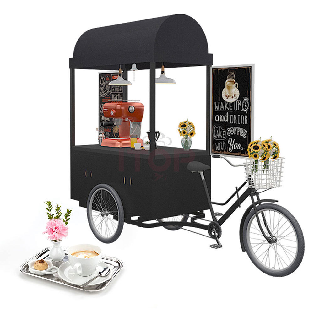 Electric Freezer Trcicyle Mobile Cold Drink Trailer Cart Modern Coffee Bike Customized Mobile Sales Carts