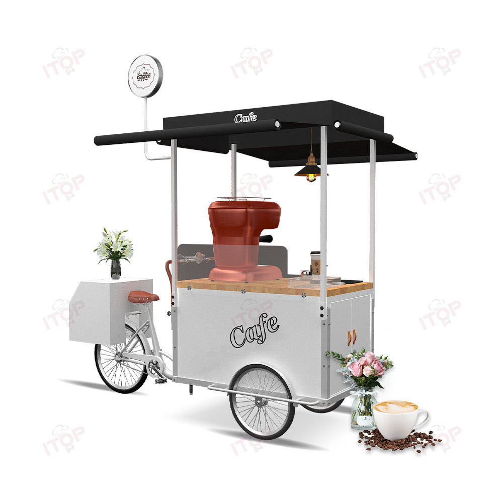 Customized Commercial Fast Food Kiosk Multi Function Mobile Coffee Kiosk/french Fries Food Cart Waffle Cargo Bike