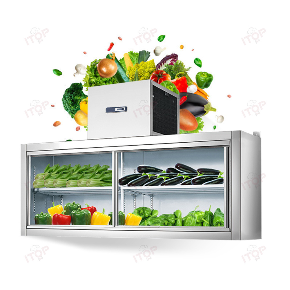 Commercial Kitchen 138L Refrigerator Hanging Refrigerator Glass Door Chiller