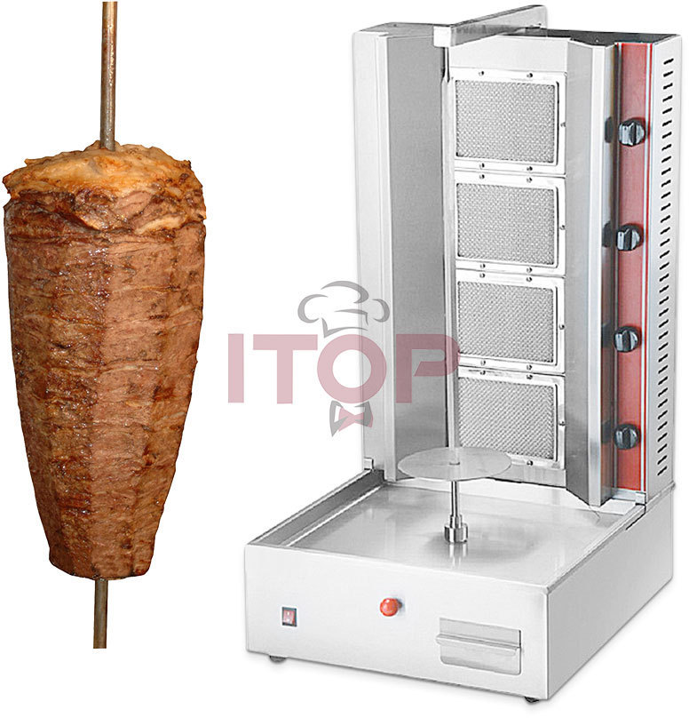 Hot Sale 2  Burners  Gas Shawarma Grill Machine 220V-240V Mini Doner Kebab Machine LPG Auto Chicken Cut Skewer