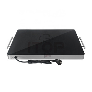 400W Electric Food Heating Plate Stainless Steel Body Food Warm Tray Glass Embedded Surface Wire Control Hot Plate Buffet 220V