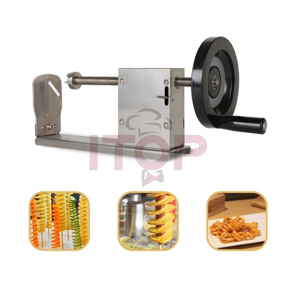 industrial potato curly fry cutter potato tower machine/electric spiral carrot tornado cutter/spiral potato slicer