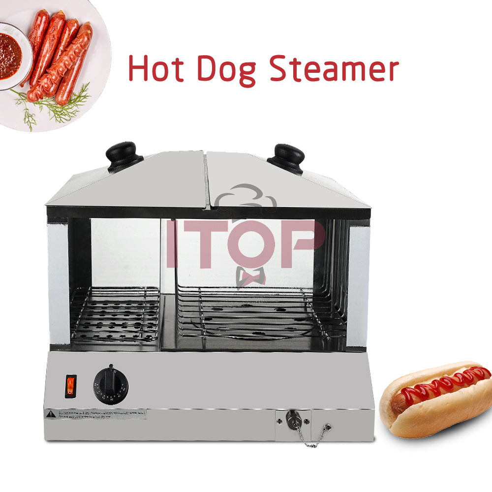 Other Snack Machine Electric Hot Dog Making Machine 48 Bun Hot Dog Steamer+100 Hot Dog Warmer Showcase