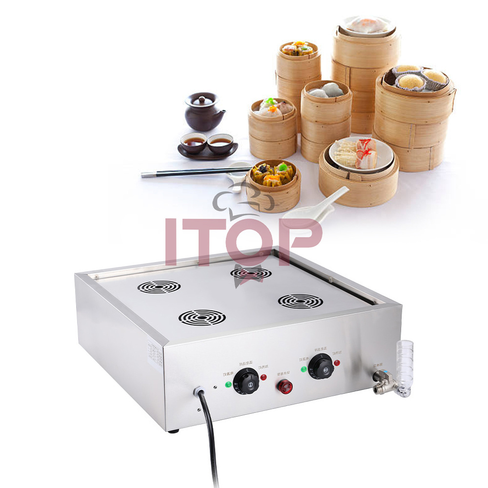 High Quality 4 Holes Electric Steam Bun Machine Bao Dimsum Bun Steamer with Glass  Four-hole Dimsum Sweet Corn Bun Steamer