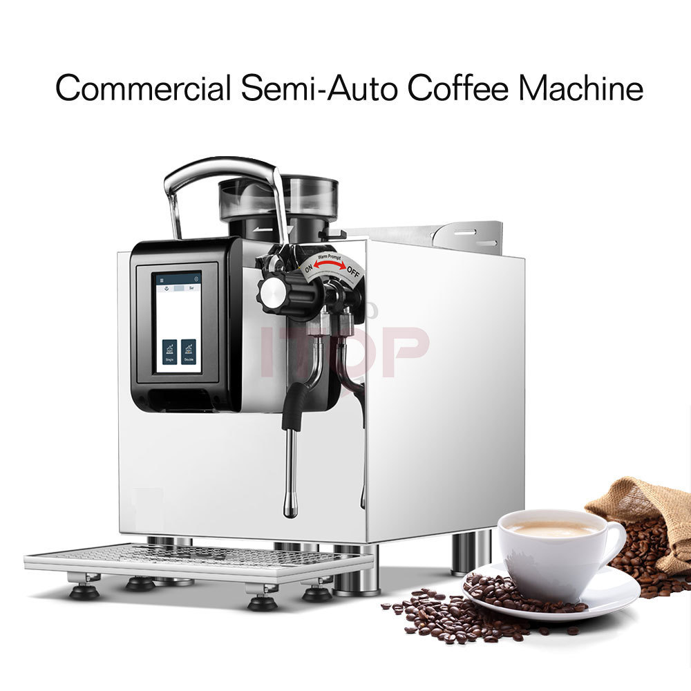 Professional Semi-automatic 100 cups Coffee Machine Touch Screen 1250W Espresso Coffee Maker With Grinder