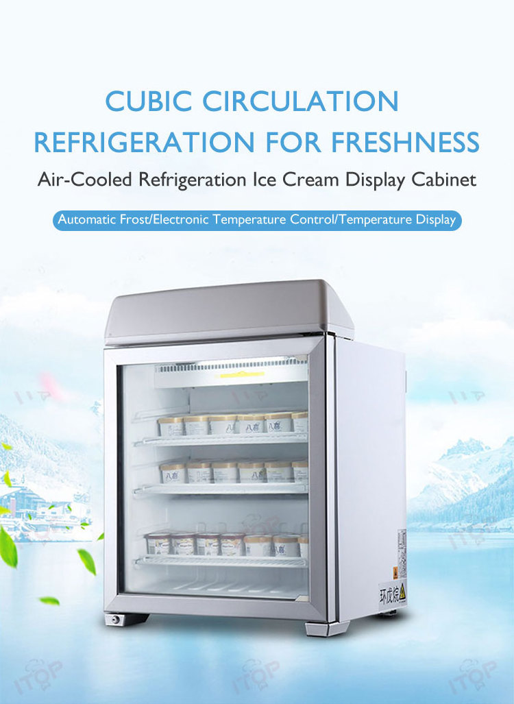 Most Popular Portable Ice Cream Refrigeration Bar Fridge Glass Door Display Cooler